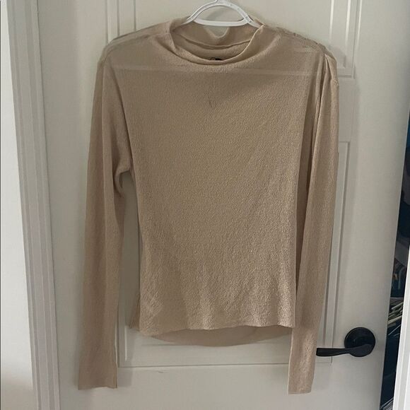 Zara Tan Ruched Long Sleeve Top - Picture 4 of 5